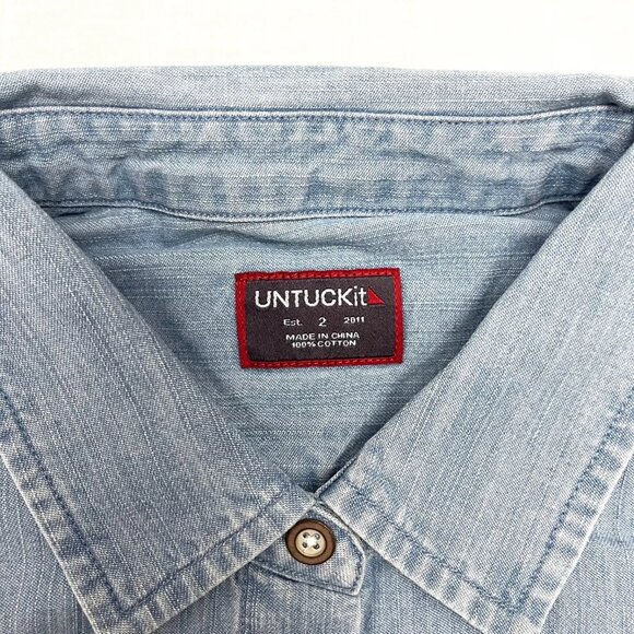 Untuckit Women's Alleanza Blue Long Sleeve Shirt Size 2 NEW - Picture 2 of 4